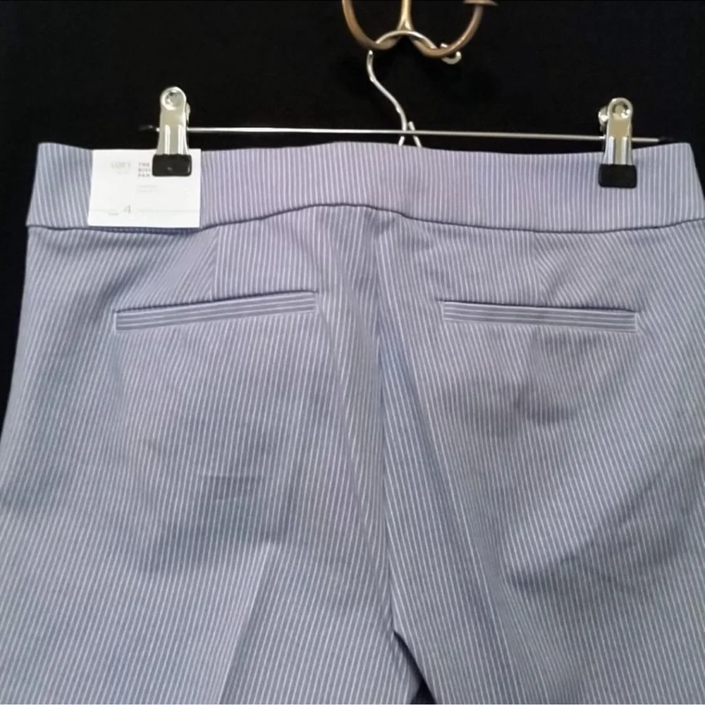 NWT LOFT Riviera Marisa Fit Sailor Pants Blue Stripe Ankle Dress Pants Sz 4 - Picture 4 of 4